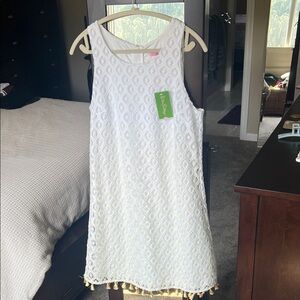 NWT Lilly Pulitzer White and Ombré Gold Tassel Dress